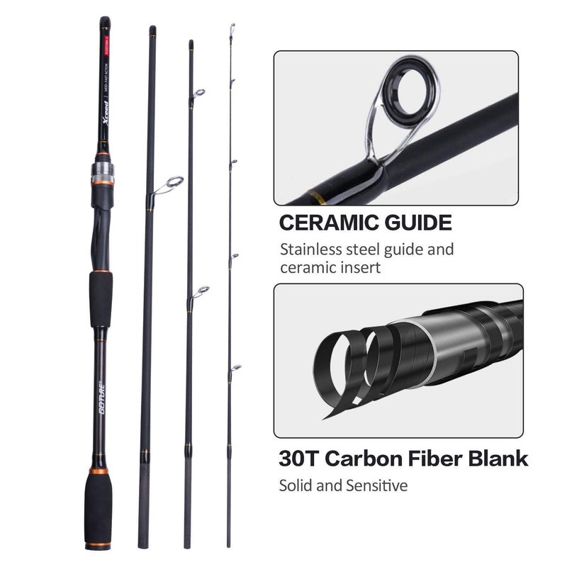 Goture Fishing Rods Spinning Travel Fishing Pole Pack case Portable 4 Sections ulLight Weight Carbon Fiber Poles M Power Medium Action 7ft - Image 4